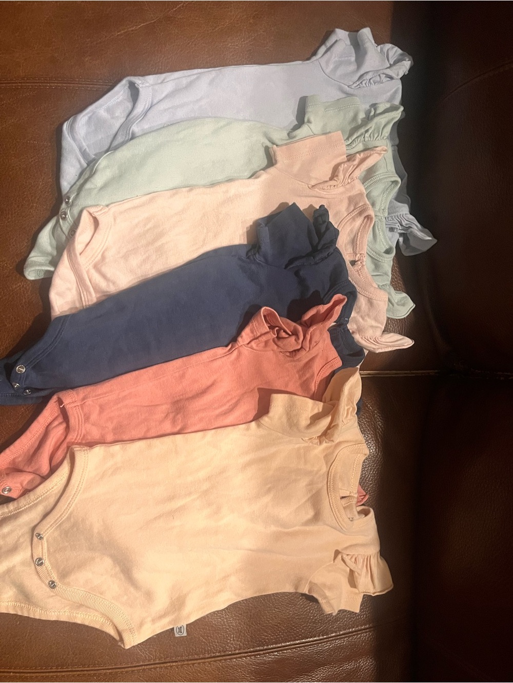The Honest Company Girls' Ruffle Shoulder Bodysuits - Pastel Multi Colors